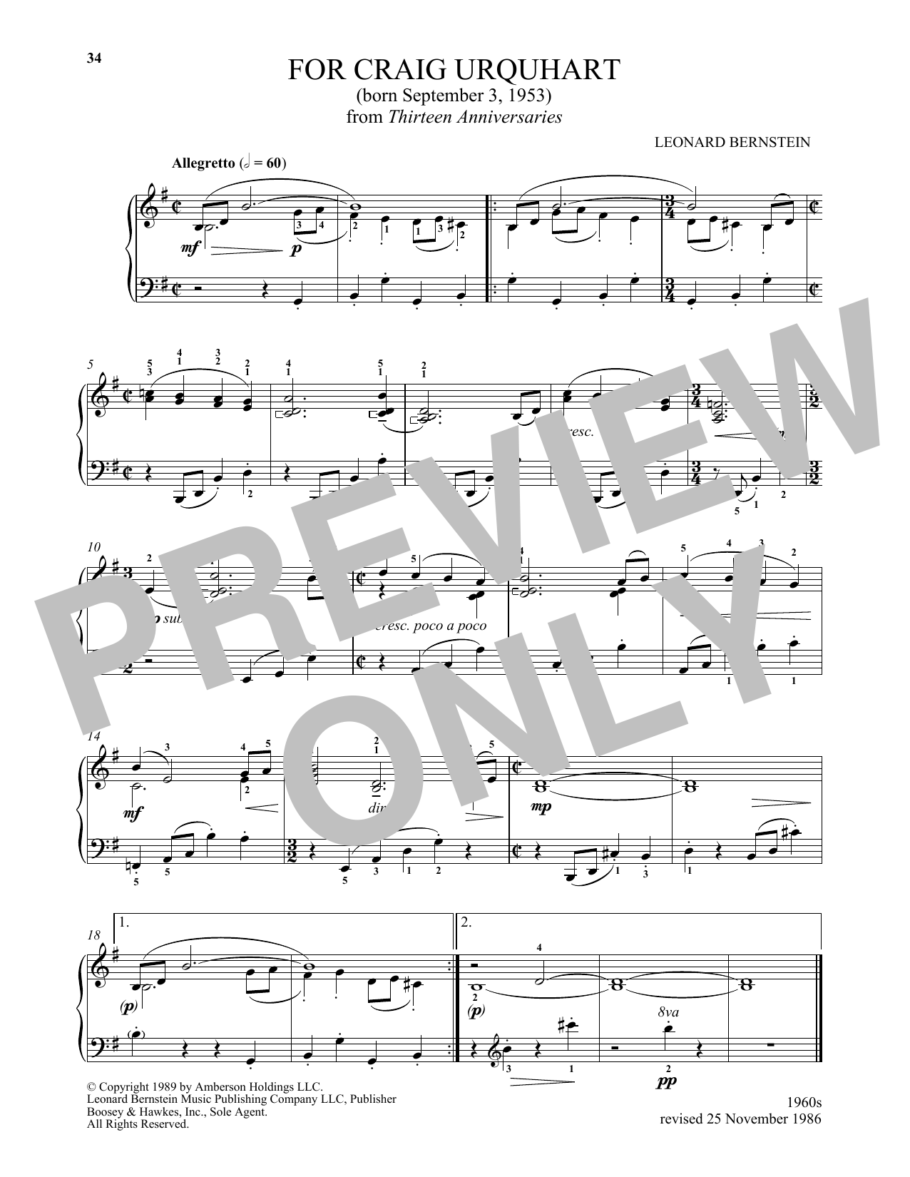 Michael Mizrahi For Craig Urquhart sheet music notes and chords arranged for Piano Solo