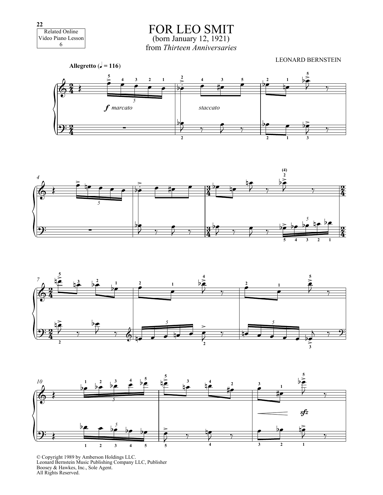 Michael Mizrahi For Leo Smit sheet music notes and chords arranged for Piano Solo
