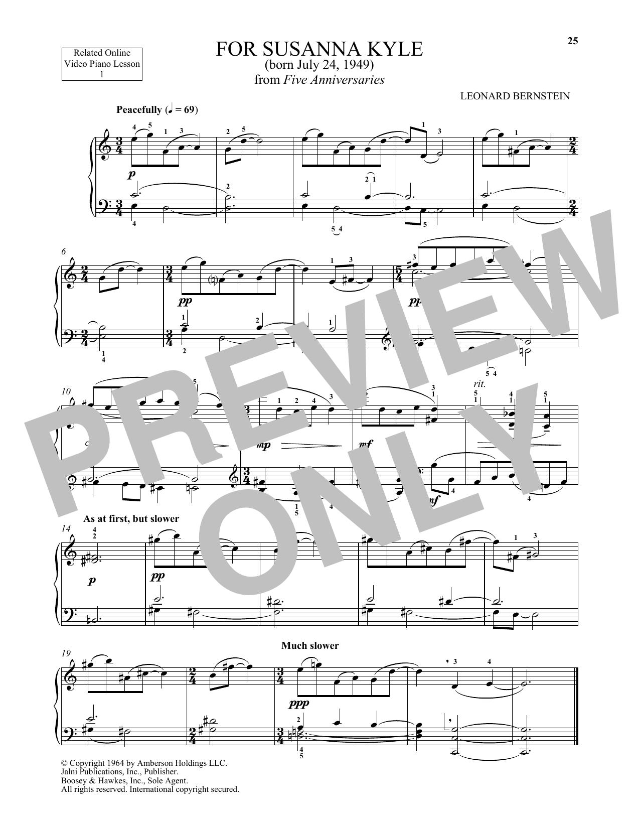 Michael Mizrahi For Susanna Kyle sheet music notes and chords arranged for Piano Solo