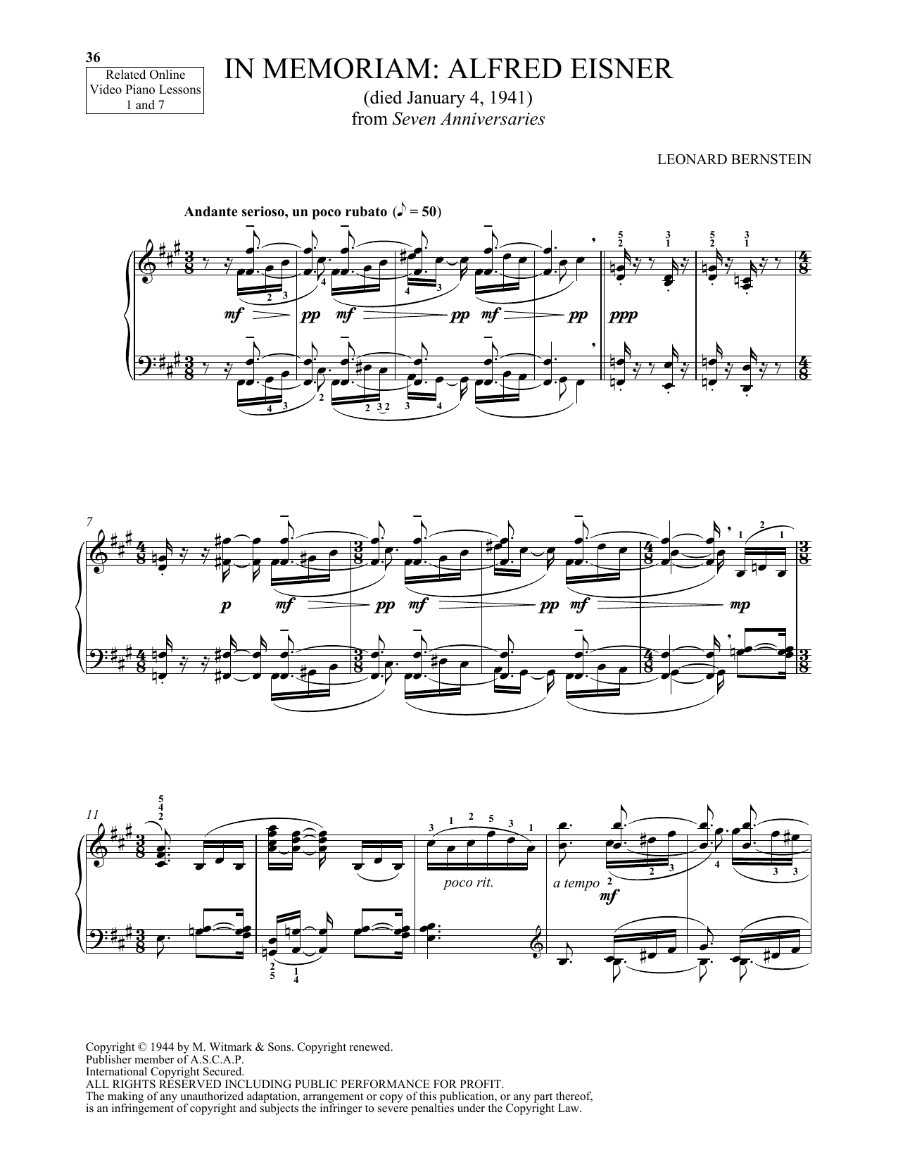 Michael Mizrahi In Memoriam: Alfred Eisner sheet music notes and chords arranged for Piano Solo