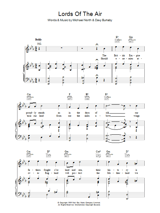 Michael North Lords Of The Air sheet music notes and chords arranged for Piano, Vocal & Guitar Chords
