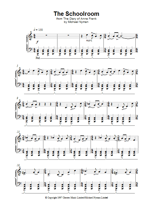 Michael Nyman The Schoolroom sheet music notes and chords arranged for Piano Solo