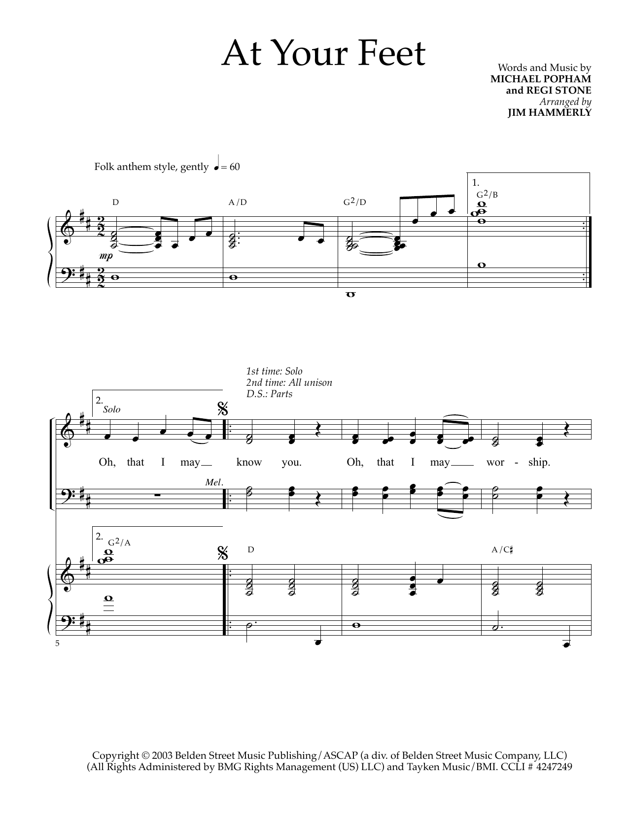 Michael Popham At Your Feet sheet music notes and chords arranged for SATB Choir