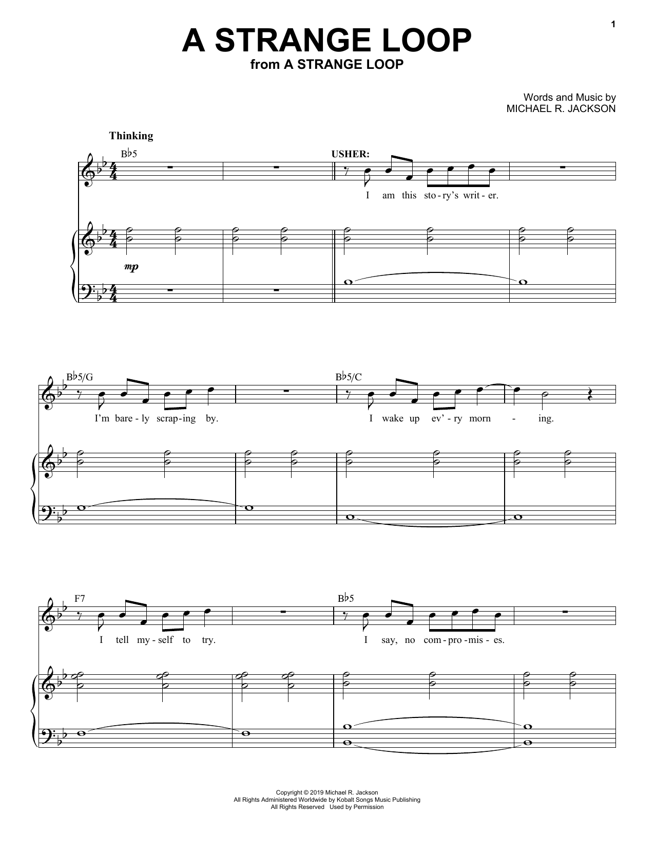 Michael R. Jackson A Strange Loop sheet music notes and chords arranged for Piano & Vocal