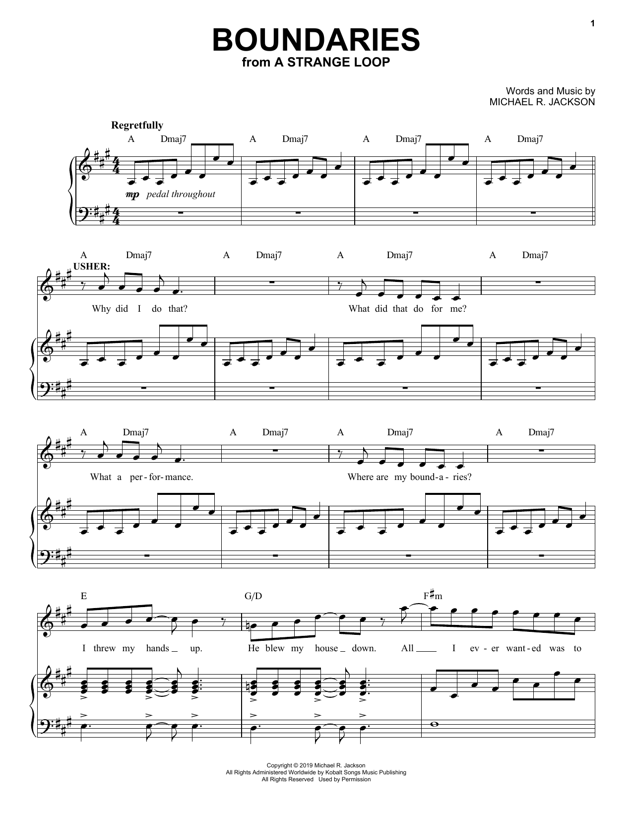 Michael R. Jackson Boundaries (from A Strange Loop) sheet music notes and chords arranged for Piano & Vocal