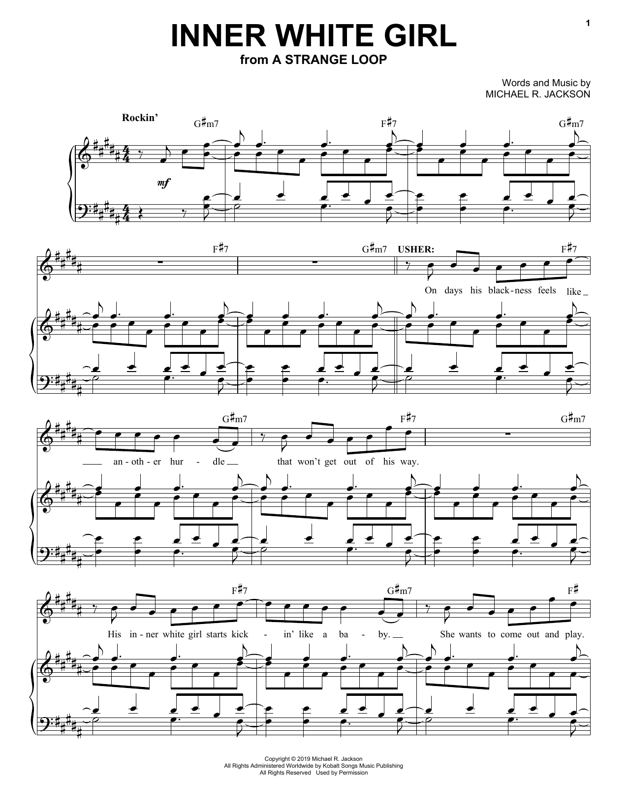 Michael R. Jackson Inner White Girl (from A Strange Loop) sheet music notes and chords arranged for Piano & Vocal