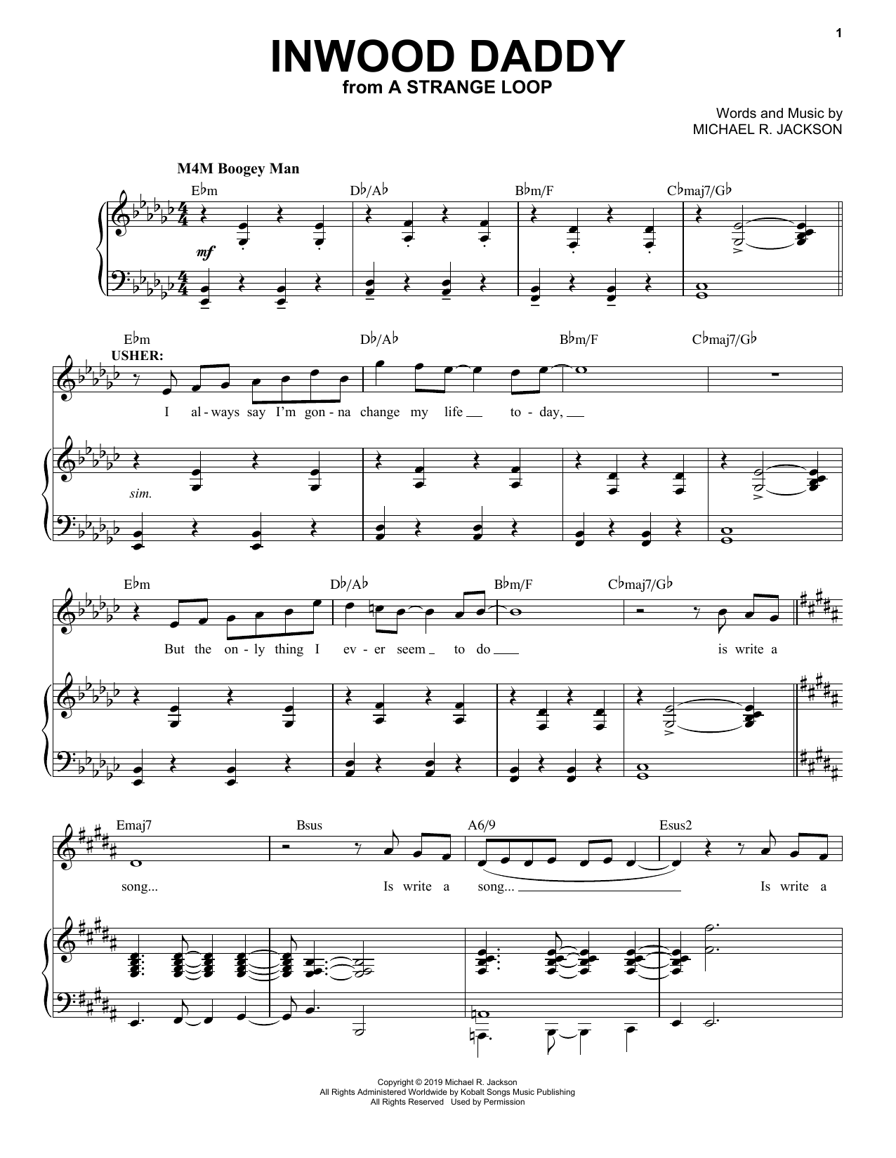Michael R. Jackson Inwood Daddy (from A Strange Loop) sheet music notes and chords arranged for Piano & Vocal
