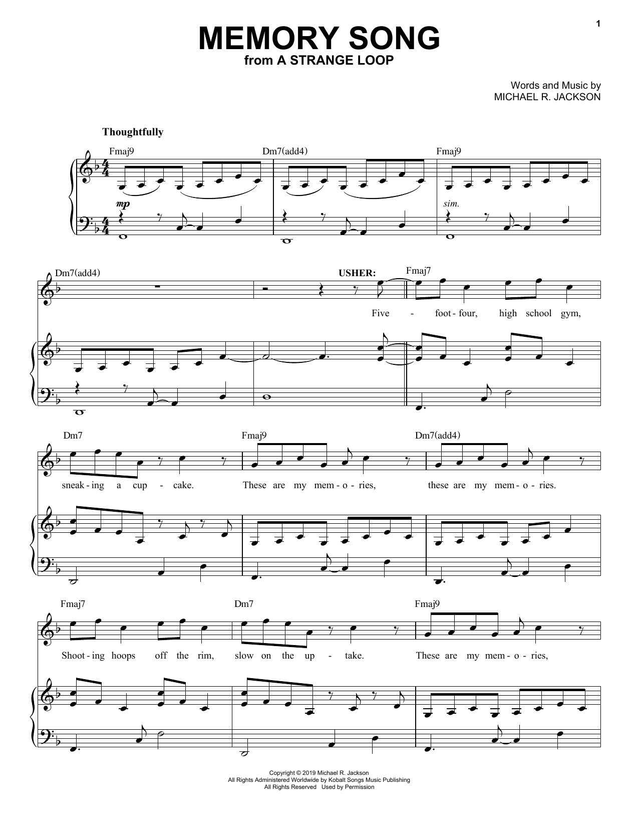 Michael R. Jackson Memory Song (from A Strange Loop) sheet music notes and chords arranged for Piano & Vocal