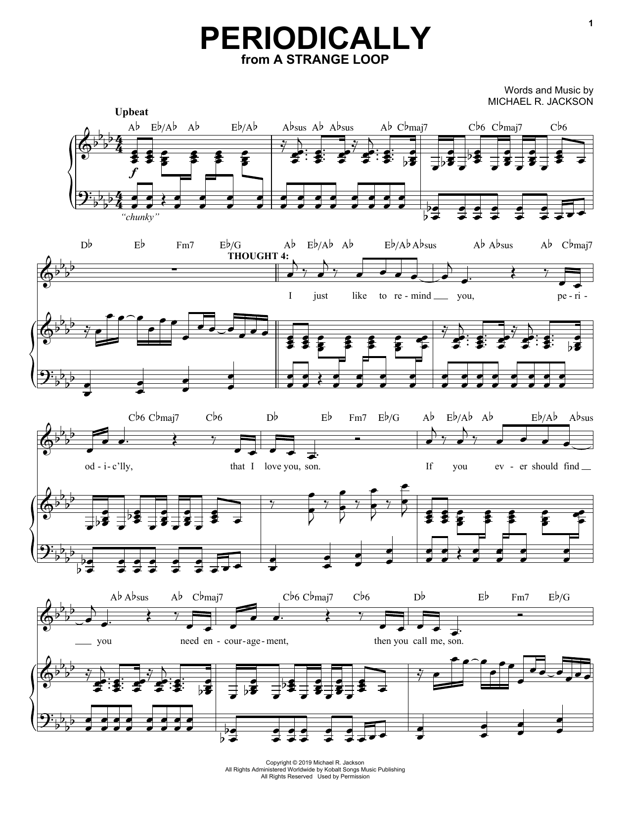 Michael R. Jackson Periodically (from A Strange Loop) sheet music notes and chords arranged for Piano & Vocal