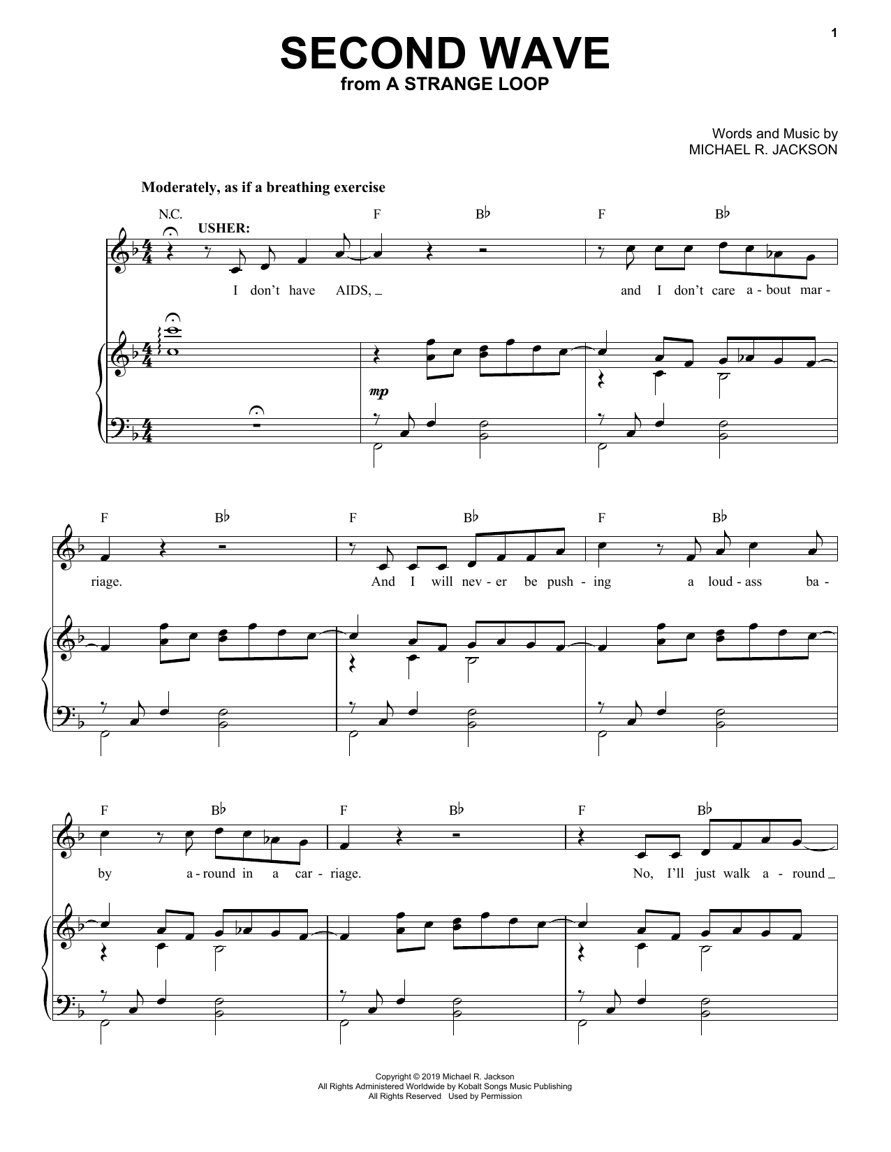 Michael R. Jackson Second Wave (from A Strange Loop) sheet music notes and chords arranged for Piano & Vocal