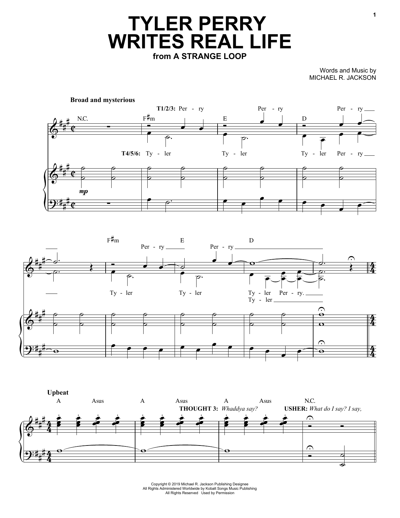 Michael R. Jackson Tyler Perry Writes Real Life (from A Strange Loop) sheet music notes and chords arranged for Piano & Vocal
