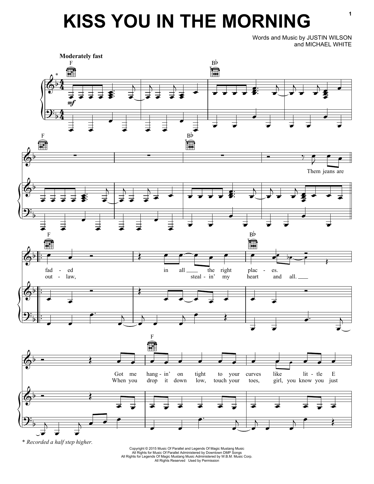Michael Ray Kiss You In The Morning sheet music notes and chords arranged for Piano, Vocal & Guitar Chords (Right-Hand Melody)