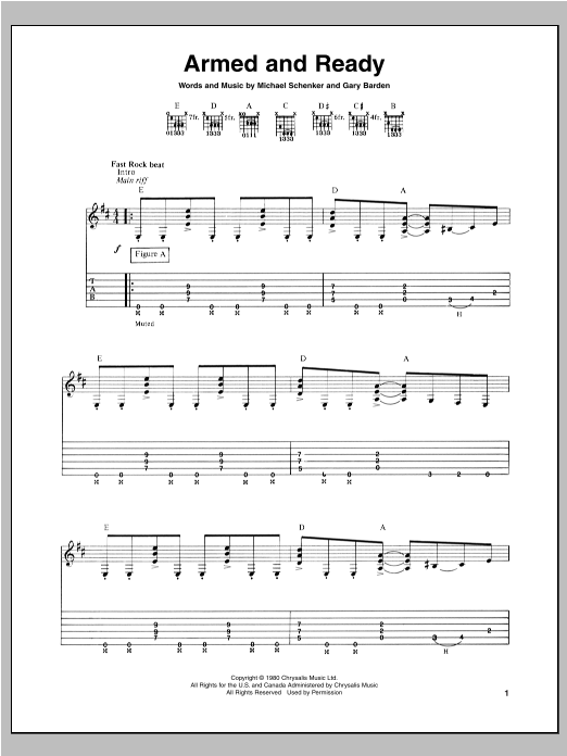 Michael Schenker Armed And Ready sheet music notes and chords arranged for Guitar Tab