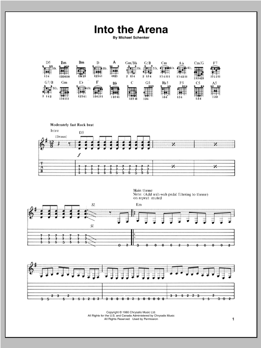 Michael Schenker Into The Arena sheet music notes and chords arranged for Guitar Tab