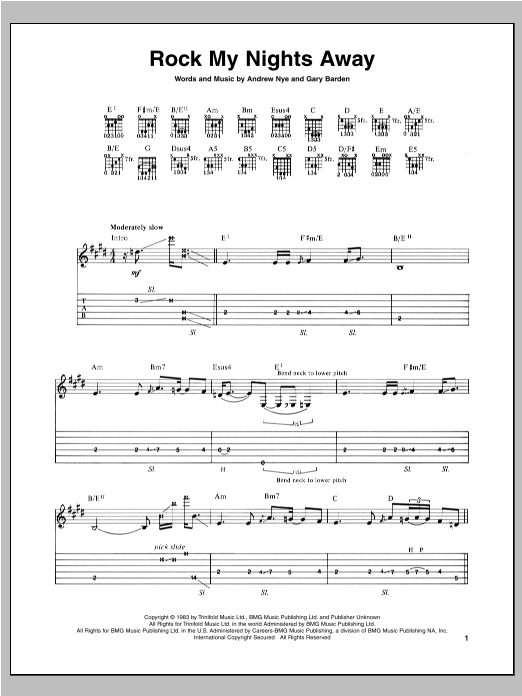 Michael Schenker Rock My Nights Away sheet music notes and chords arranged for Guitar Tab