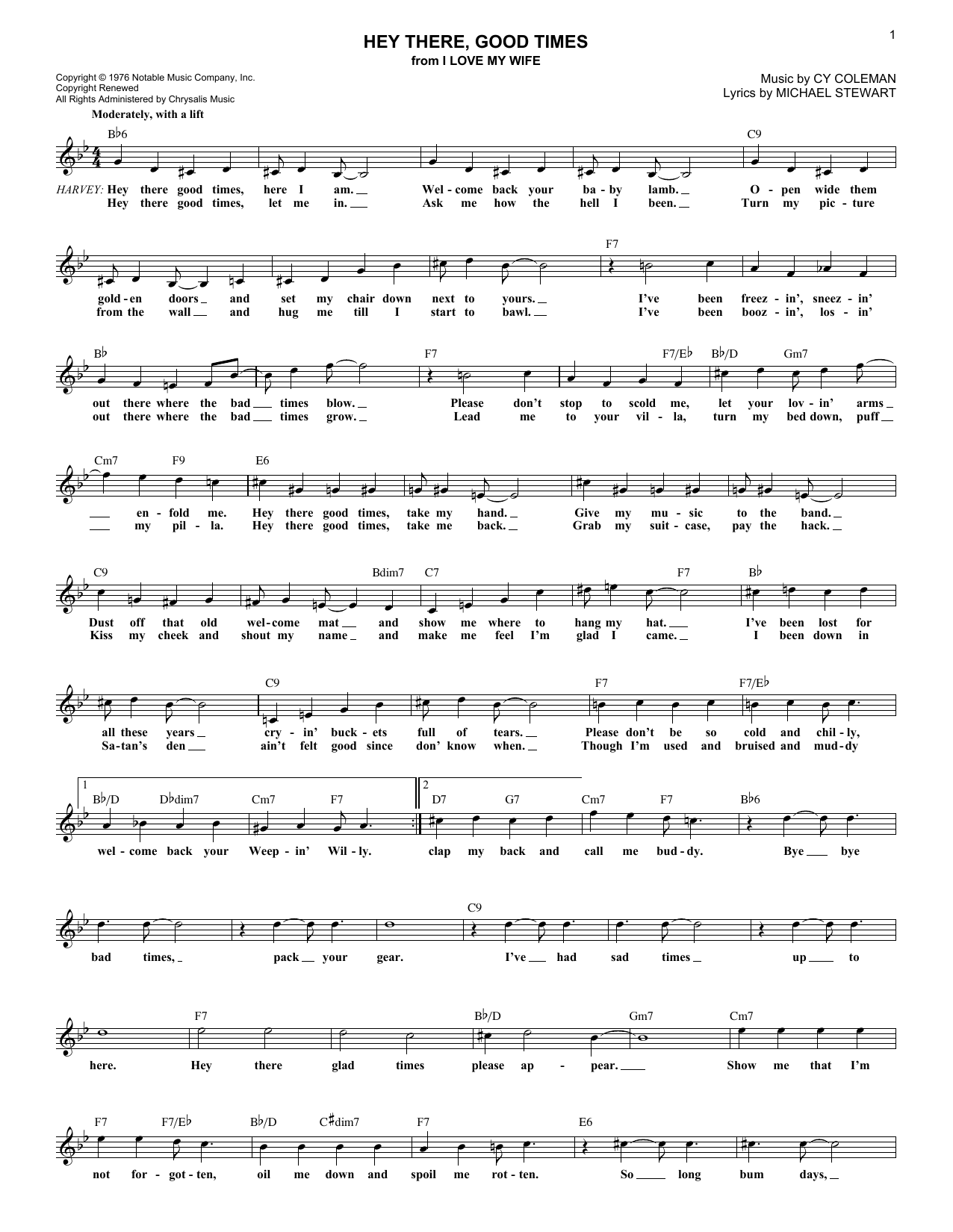 Michael Stewart Hey There, Good Times sheet music notes and chords arranged for Real Book – Melody & Chords