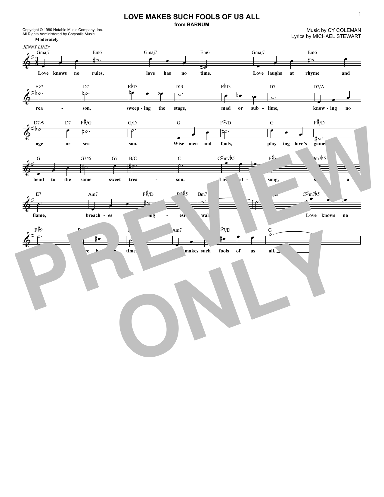 Cy Coleman Love Makes Such Fools Of Us All sheet music notes and chords arranged for Lead Sheet / Fake Book