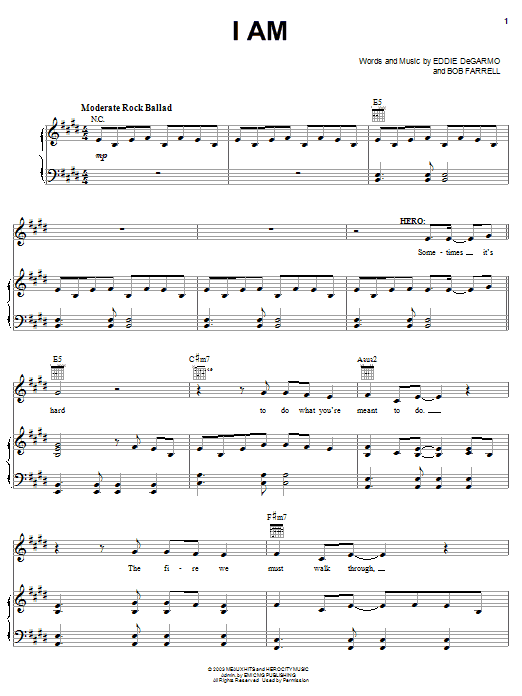Michael Tait I Am sheet music notes and chords arranged for Piano, Vocal & Guitar Chords (Right-Hand Melody)
