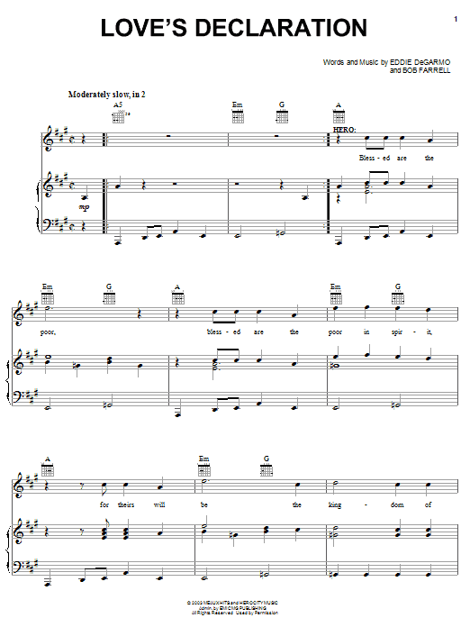 Michael Tait Love's Declaration sheet music notes and chords arranged for Piano, Vocal & Guitar Chords (Right-Hand Melody)