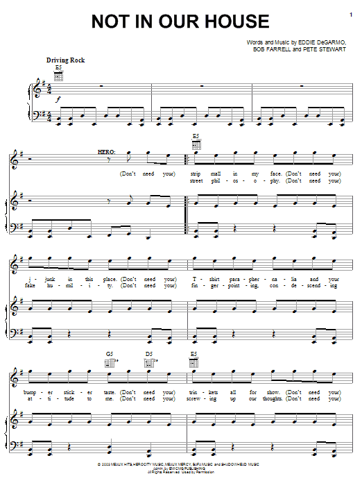 Michael Tait Not In Our House sheet music notes and chords arranged for Piano, Vocal & Guitar Chords (Right-Hand Melody)