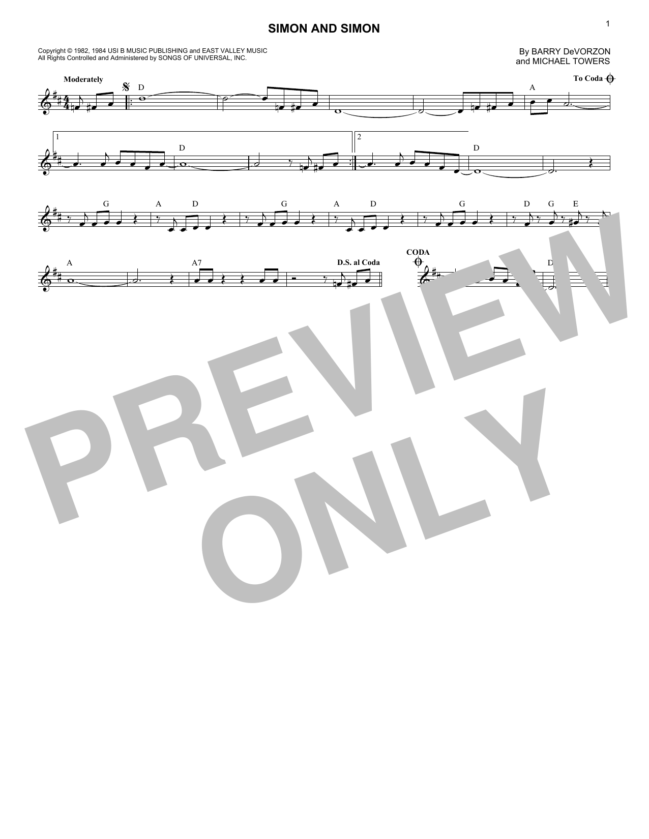 Michael Towers Simon And Simon sheet music notes and chords arranged for Lead Sheet / Fake Book