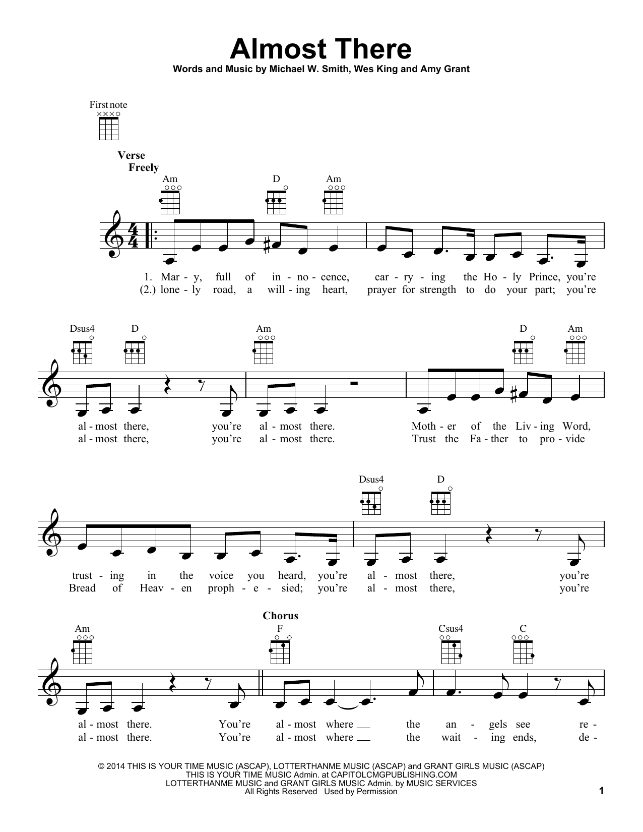 Michael W. Smith Almost There (feat. Amy Grant) sheet music notes and chords arranged for Easy Piano