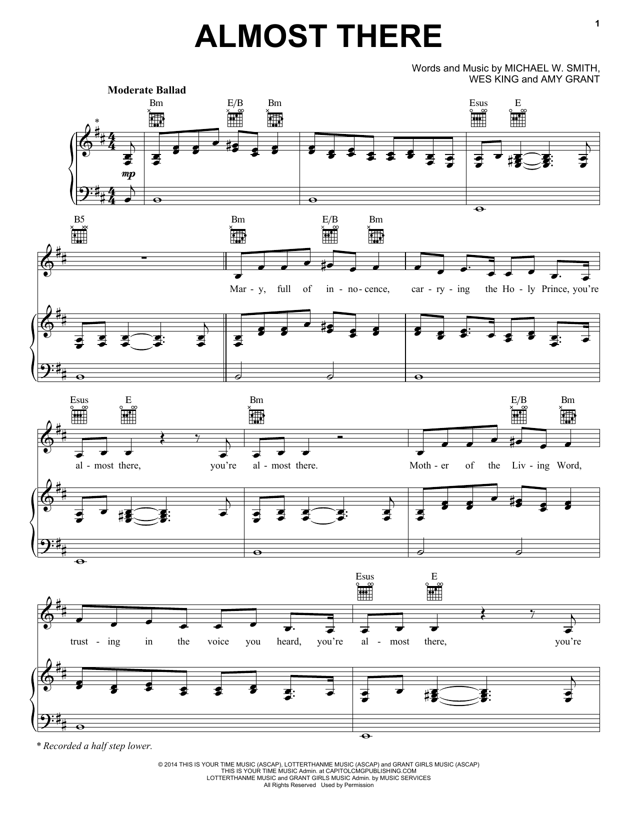 Michael W. Smith Almost There sheet music notes and chords arranged for Piano, Vocal & Guitar Chords (Right-Hand Melody)