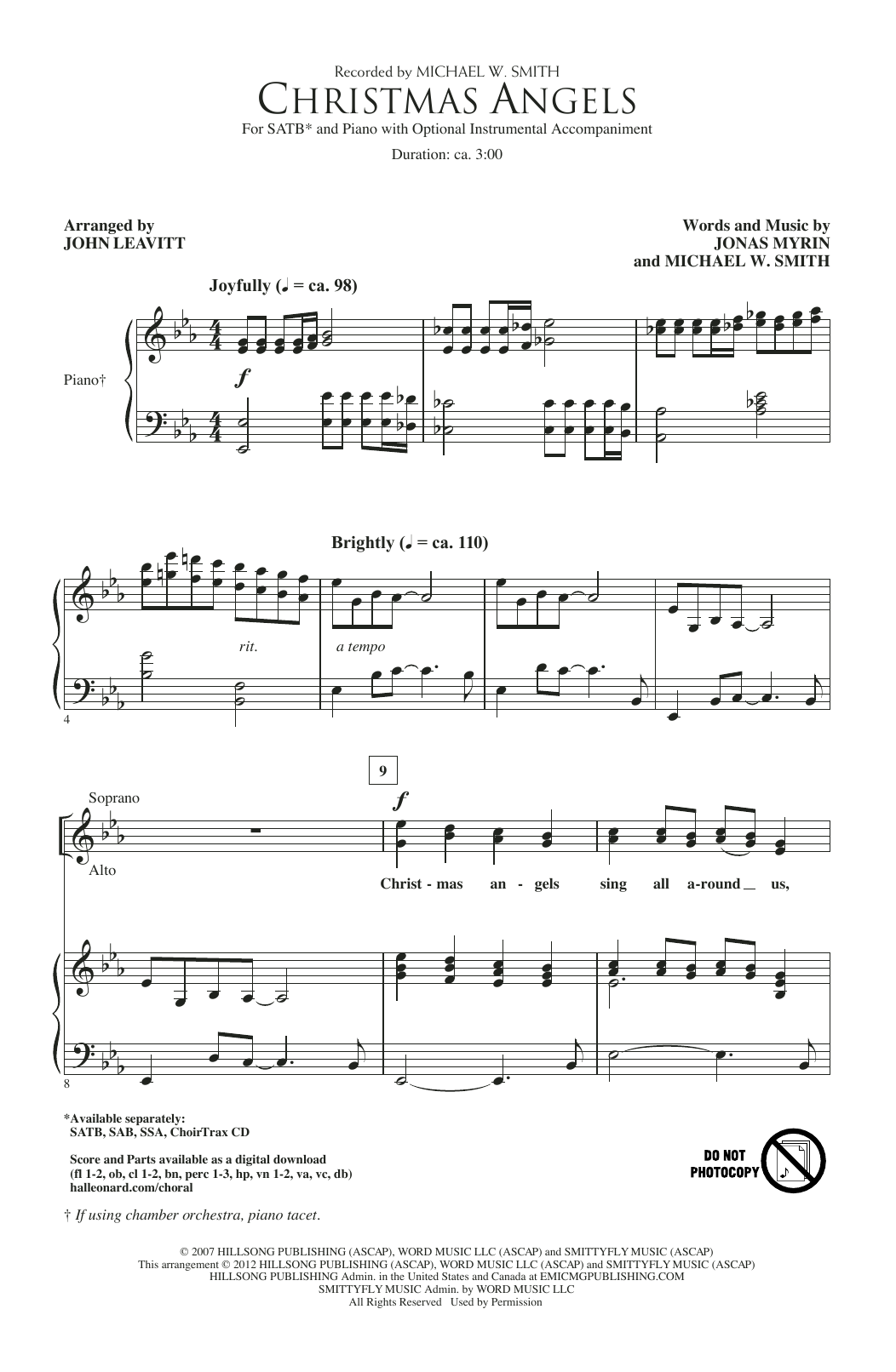 Michael W. Smith Christmas Angels (arr. John Leavitt) sheet music notes and chords arranged for SATB Choir