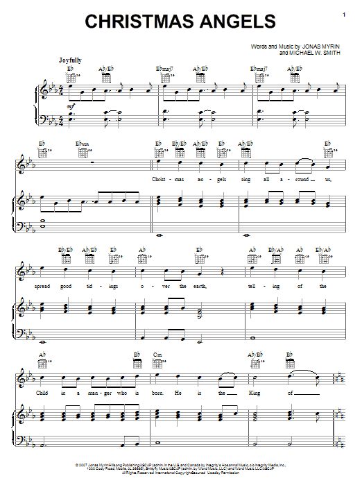 Michael W. Smith Christmas Angels sheet music notes and chords arranged for Big Note Piano
