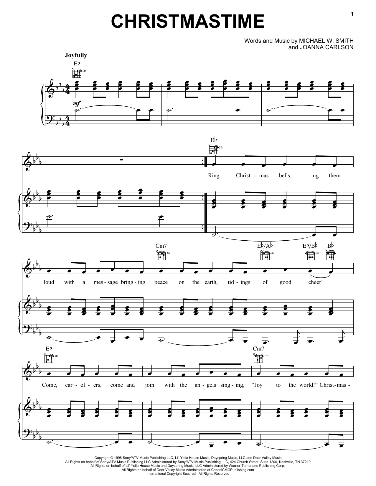 Michael W. Smith Christmastime sheet music notes and chords arranged for Easy Guitar Tab