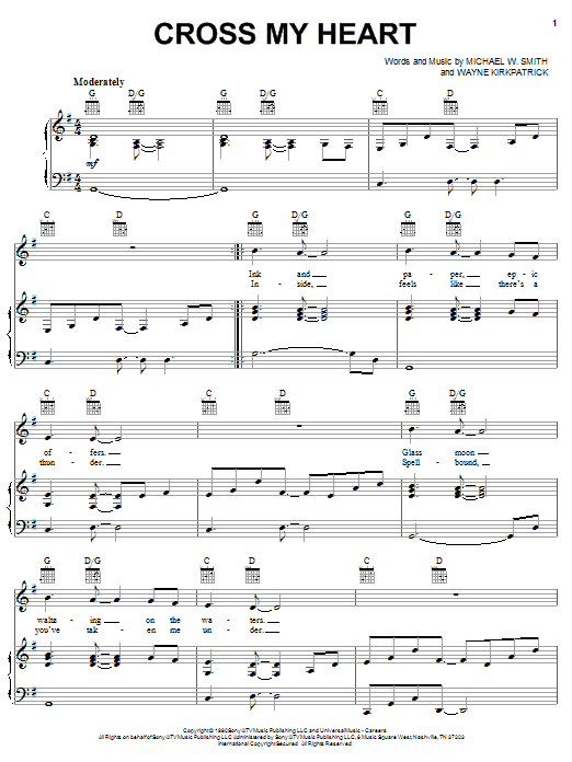 Michael W. Smith Cross My Heart sheet music notes and chords arranged for Piano Solo
