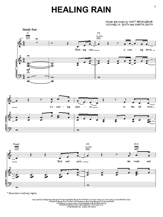 Michael W. Smith Healing Rain sheet music notes and chords arranged for Piano, Vocal & Guitar Chords (Right-Hand Melody)