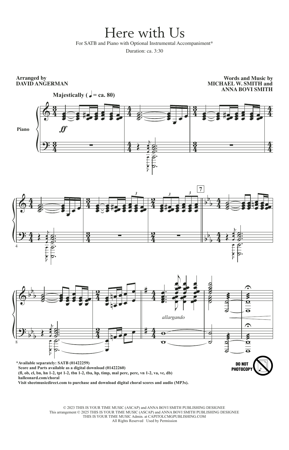 Michael W. Smith Here With Us (arr. David Angerman) sheet music notes and chords arranged for SATB Choir