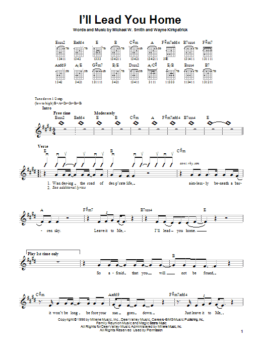 Michael W. Smith I'll Lead You Home sheet music notes and chords arranged for Easy Guitar