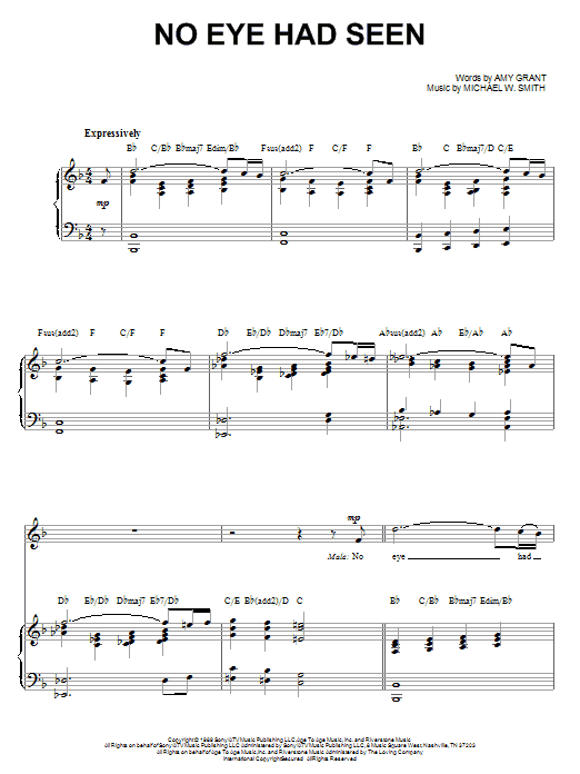 Michael W. Smith No Eye Had Seen sheet music notes and chords arranged for Piano, Vocal & Guitar Chords (Right-Hand Melody)