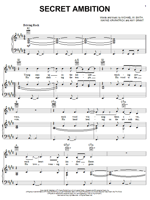 Michael W. Smith Secret Ambition sheet music notes and chords arranged for Easy Lead Sheet / Fake Book