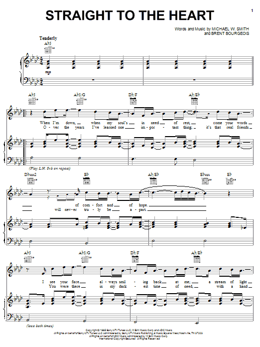 Michael W. Smith Straight To The Heart sheet music notes and chords arranged for Piano, Vocal & Guitar Chords (Right-Hand Melody)