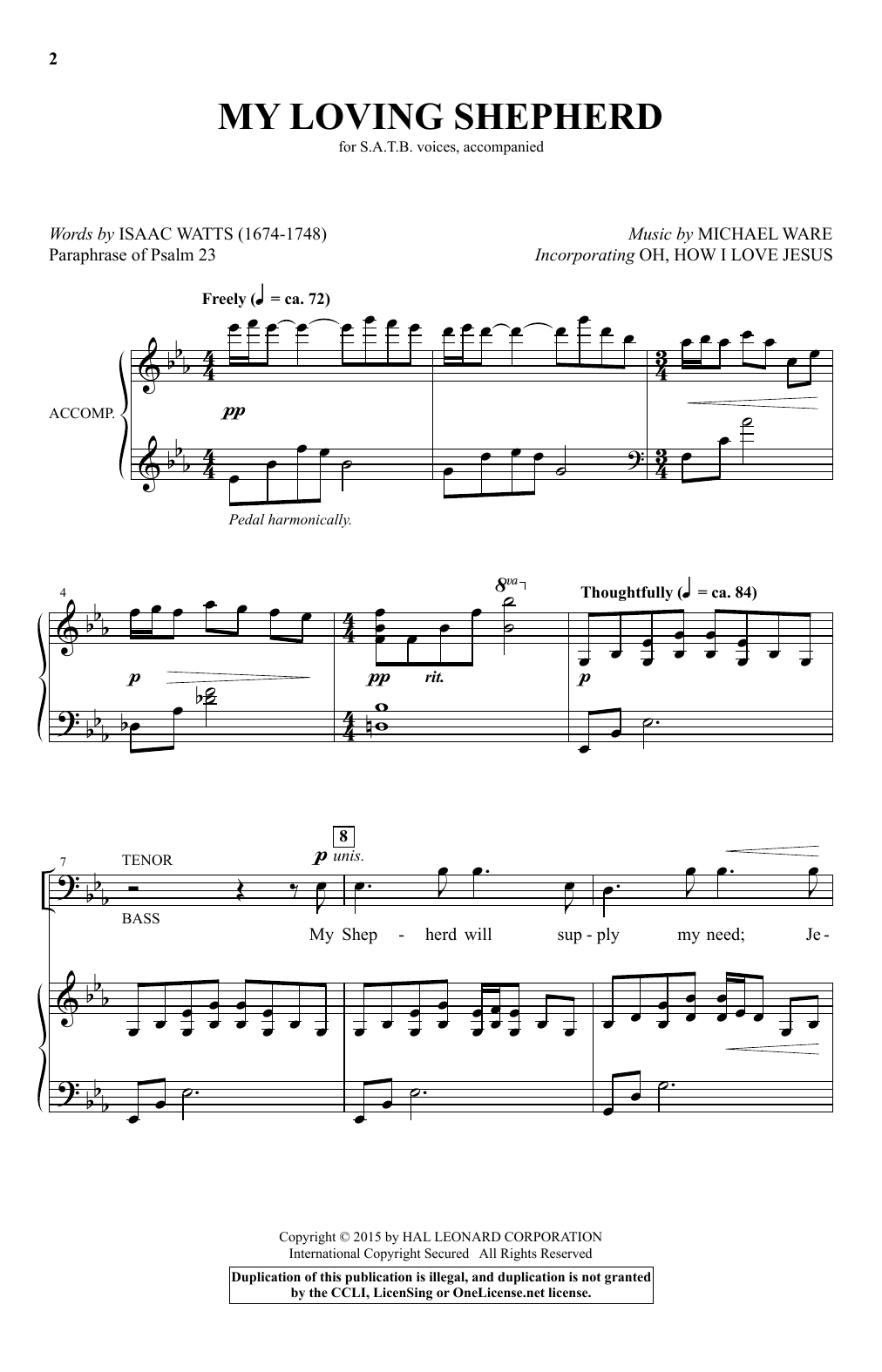 Michael Ware My Loving Shepherd sheet music notes and chords arranged for SATB Choir
