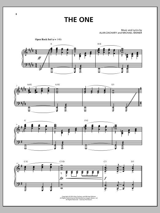 Michael Weiner The One sheet music notes and chords arranged for Piano & Vocal