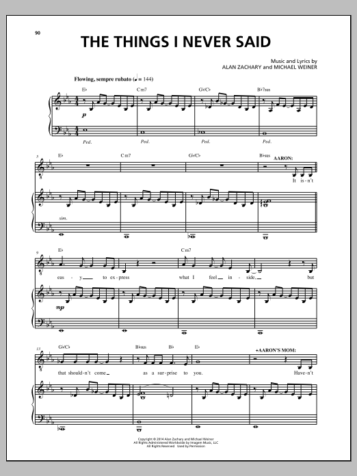 Michael Weiner The Things I Never Said sheet music notes and chords arranged for Piano & Vocal