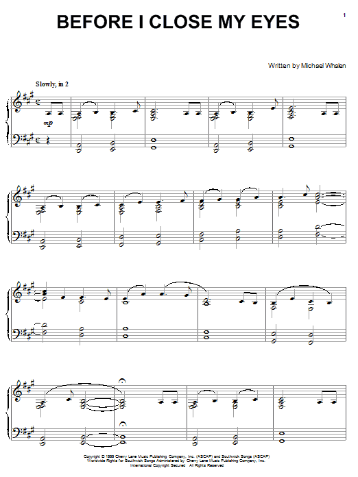 Michael Whalen Before I Close My Eyes sheet music notes and chords arranged for Piano Solo