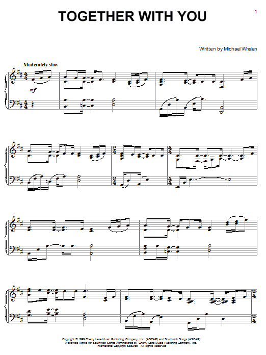 Michael Whalen Together With You sheet music notes and chords arranged for Piano Solo