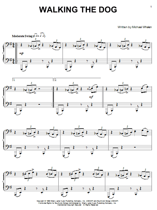 Michael Whalen Walking The Dog sheet music notes and chords arranged for Piano Solo