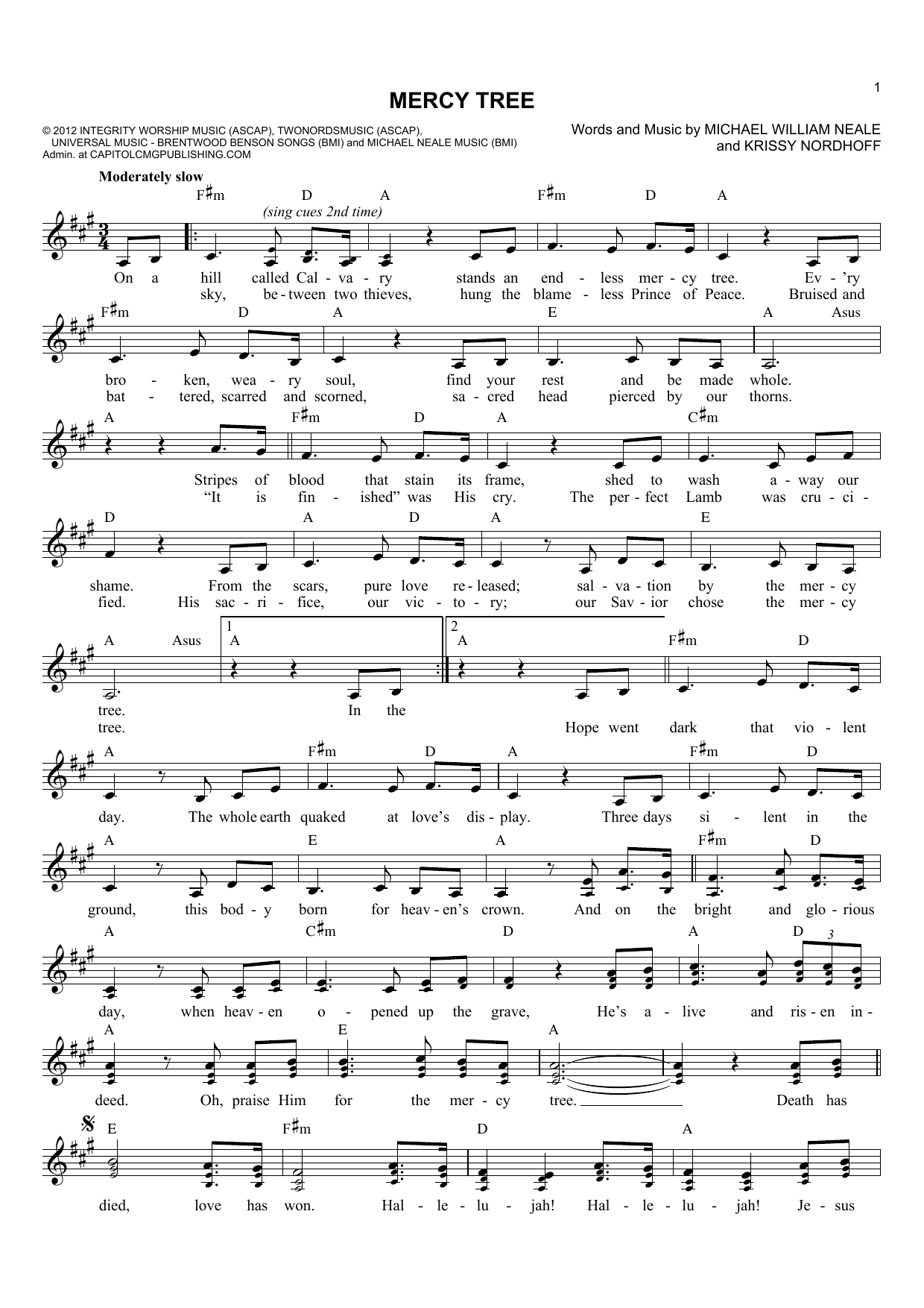 Michael William Neale Mercy Tree sheet music notes and chords arranged for Lead Sheet / Fake Book