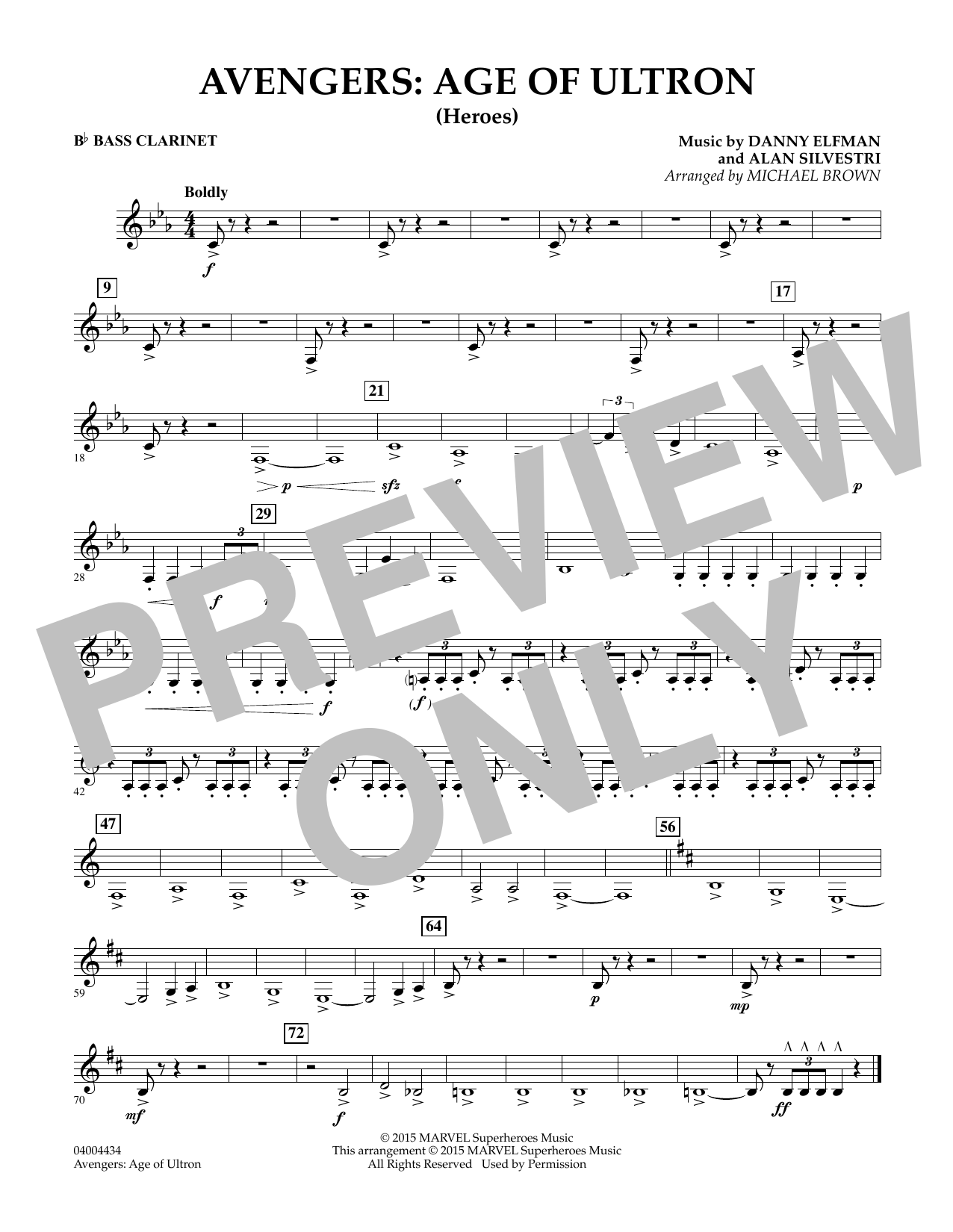 Michael Brown Avengers: The Age of Ultron (Main Theme) - Bb Bass Clarinet sheet music notes and chords. Download Printable PDF.