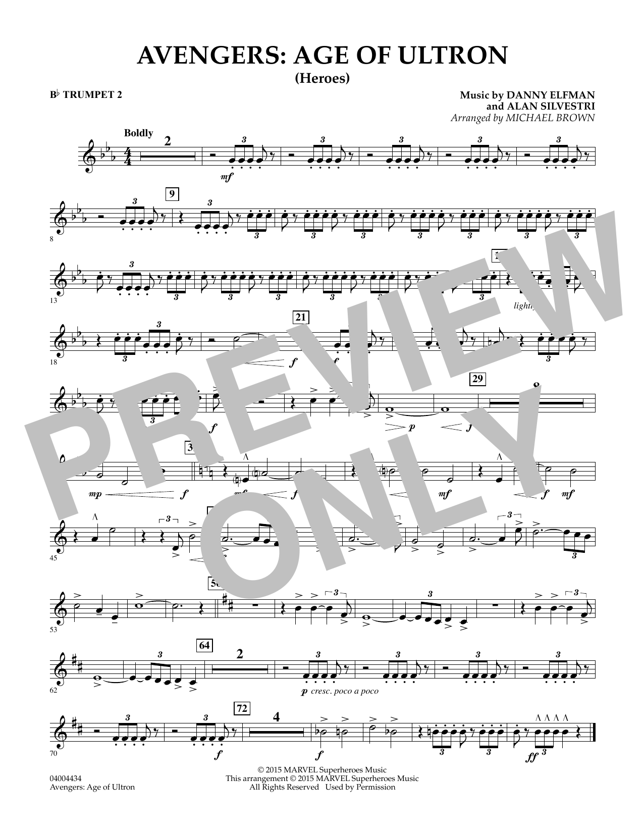 Michael Brown Avengers: The Age of Ultron (Main Theme) - Bb Trumpet 2 sheet music notes and chords. Download Printable PDF.