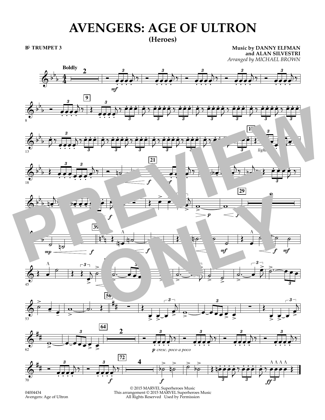 Michael Brown Avengers: The Age of Ultron (Main Theme) - Bb Trumpet 3 sheet music notes and chords. Download Printable PDF.
