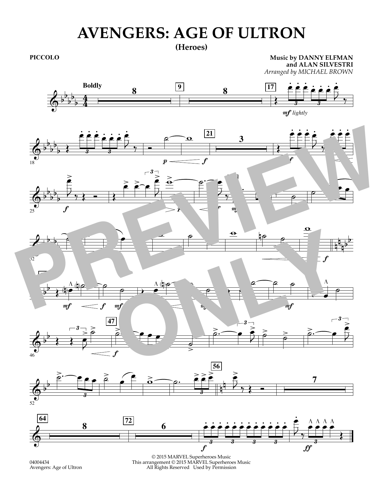 Michael Brown Avengers: The Age of Ultron (Main Theme) - Piccolo sheet music notes and chords. Download Printable PDF.