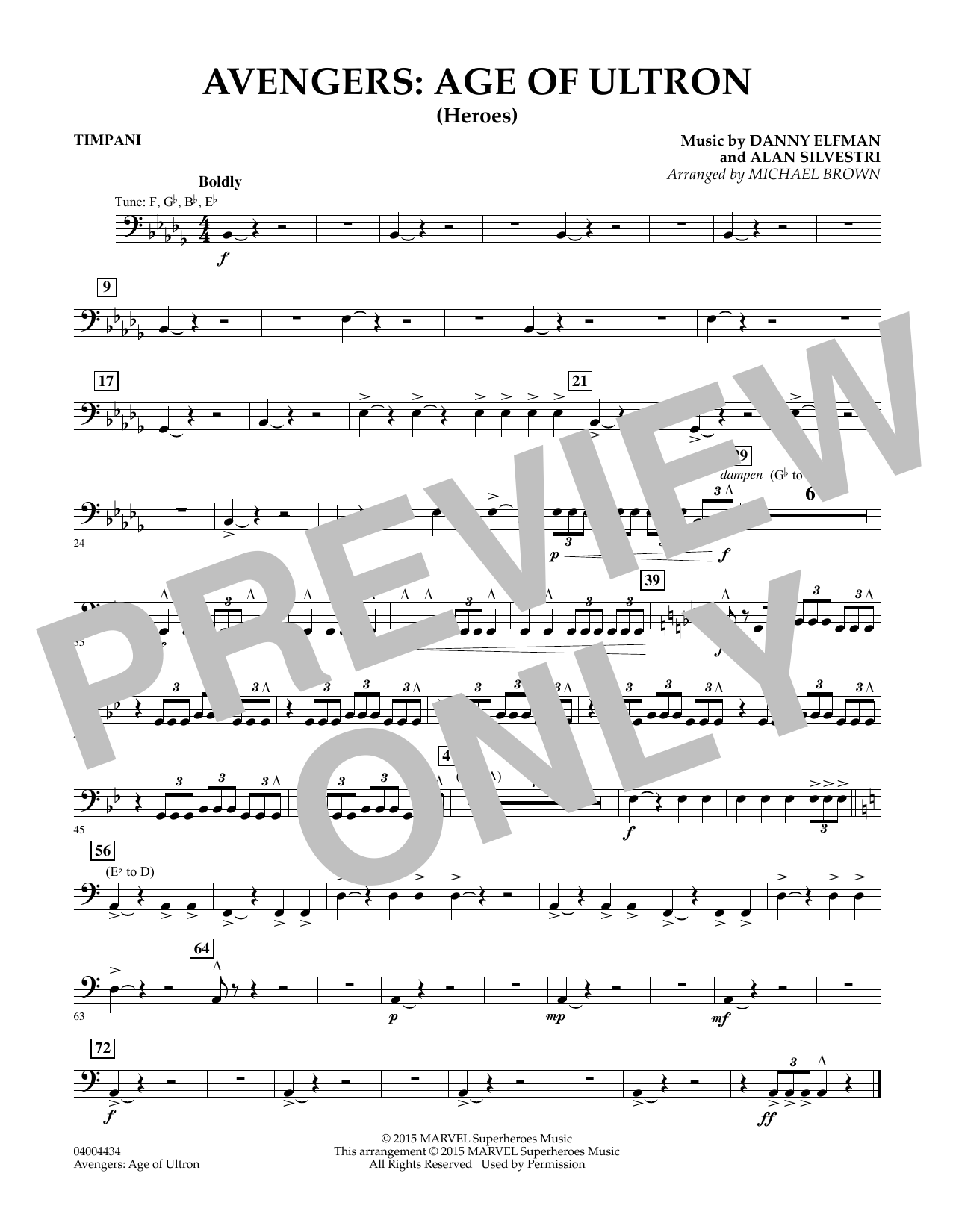 Michael Brown Avengers: The Age of Ultron (Main Theme) - Timpani sheet music notes and chords. Download Printable PDF.