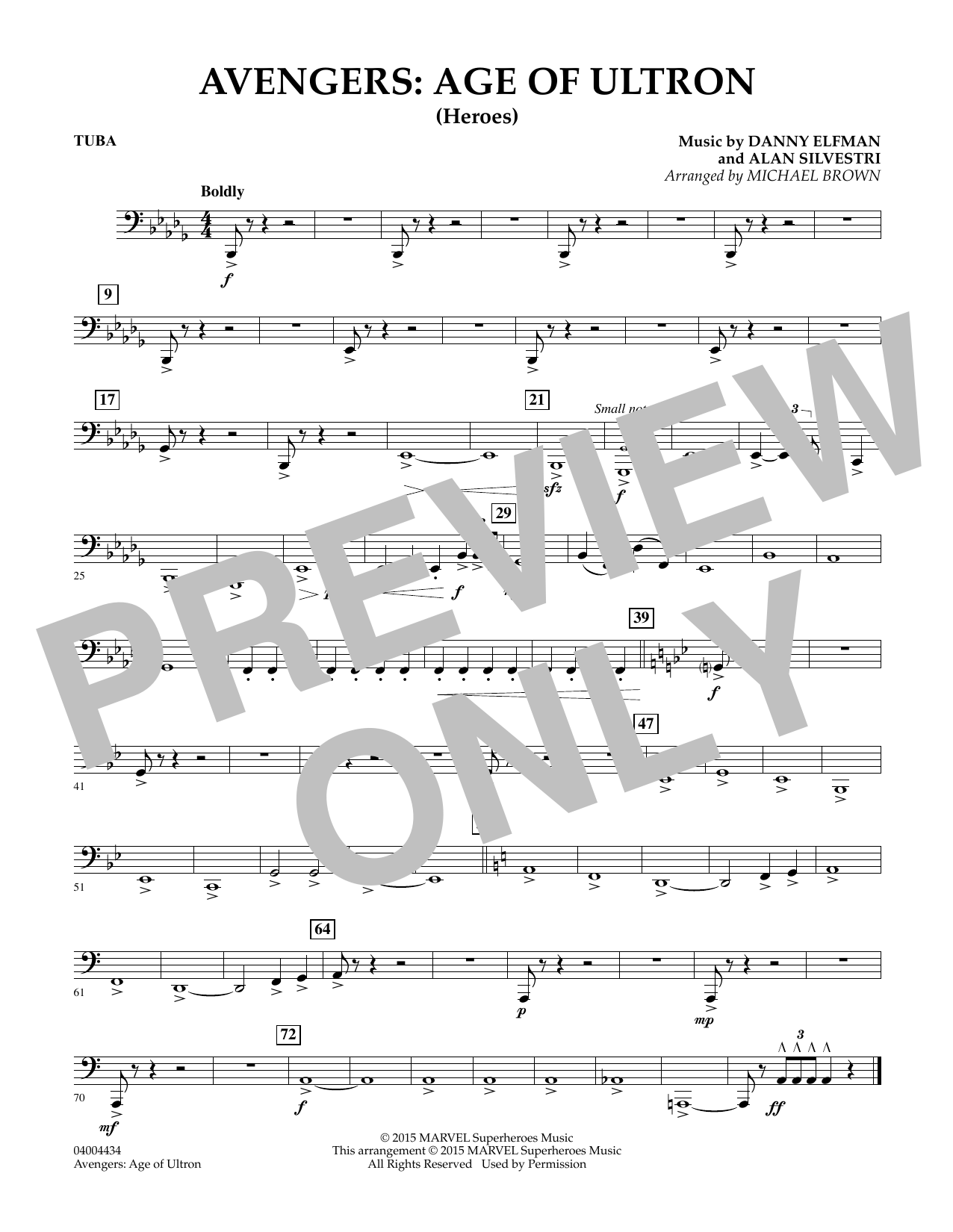 Michael Brown Avengers: The Age of Ultron (Main Theme) - Tuba sheet music notes and chords. Download Printable PDF.